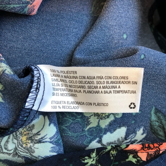 Merona Navy Blue Floral Long Sleeve Shift Dress - Picture 5 of 6